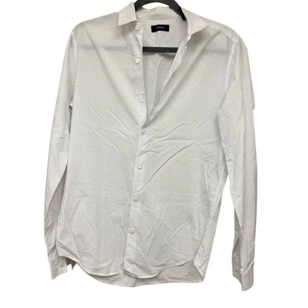 Theory white long sleeve button down dress shirt size small